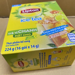 [16 Gói x14g][Chanh Mật Ong] Hộp Trà Pha Hoà Tan Lipton