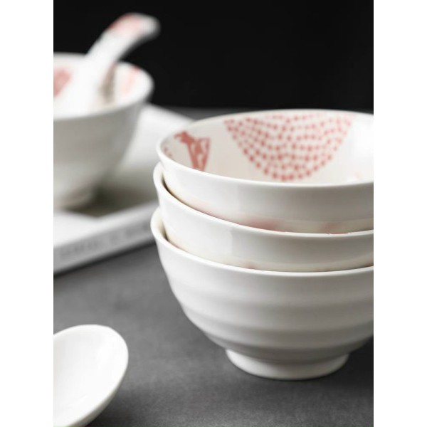 Chén Gốm Sứ Họa Tiết Hoa Văn Phong Cách Bắc Âu 4 món