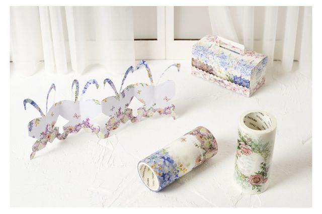 Băng dính trang trí Washi tape Chim hạc Và Washi tape Hoa bản to