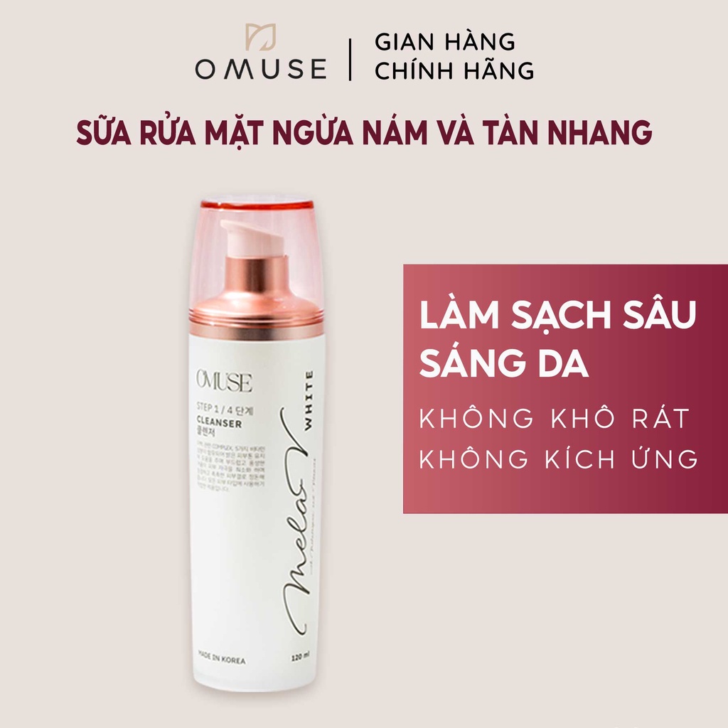 Sữa rửa mặt giúp làm mờ vết nám, tàn nhang OMUSE MelaV White Cleanser 120ml