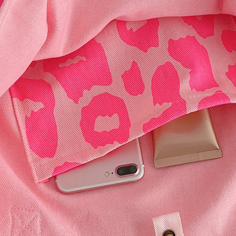 Youyo Túi Xách Vải Canvas Đeo Vai / Kẹp Nách In Họa Tiết Da Báo Màu Hồng Phong Cách Retro Thời Trang Cho Nữ