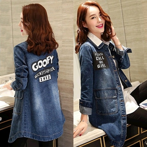 Áo Khoác Denim Tay Dài Dáng Ôm In Họa Tiết Hoạt Hình Thời Trang Xuân Thu 2022 Cho Nữ