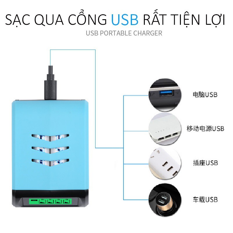 Bộ sạc pin AA/AAA Beston C9001 sạc nhanh có màn LCD báo dung lượng pin kèm pin sạc