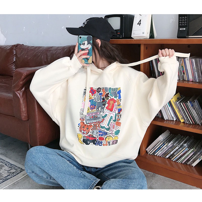 Áo Hoodie In Họa Tiết Graffiti Cá Tính Dành Cho Nữ | BigBuy360 - bigbuy360.vn
