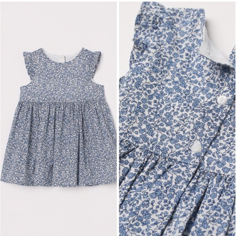Váy cánh tiên vải thô mát màu hoa nhí xanh mẫu mới cho bạn lớn săn sale Uk sz 6-9m