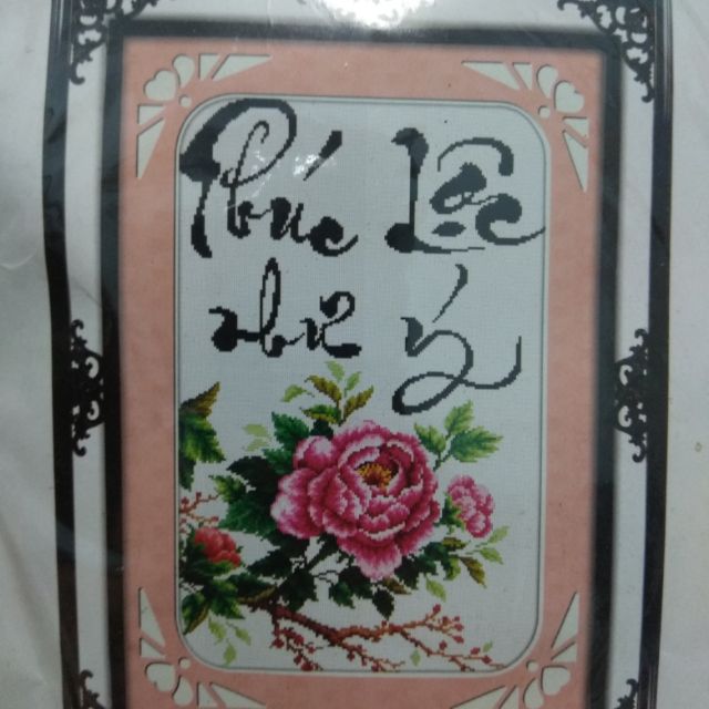 Tranh thêu chữ thập thư pháp Phúc Lộc Như Ý