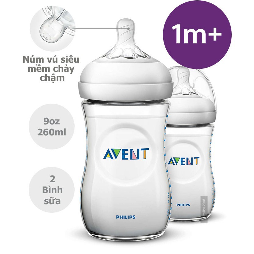 Bình sữa Philips Avent Natural nhựa PP BPA Free cổ rộng mô phỏng tự nhiên