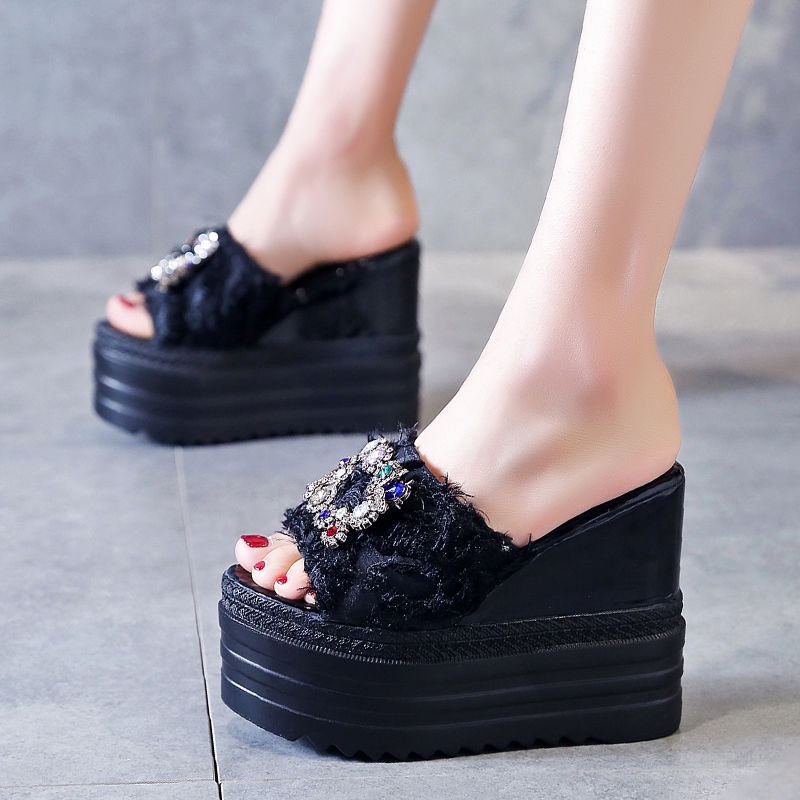 Dép Sandal Đế Xuồng Dày 12CM Hở Mũi Thời Trang Cho Nữ