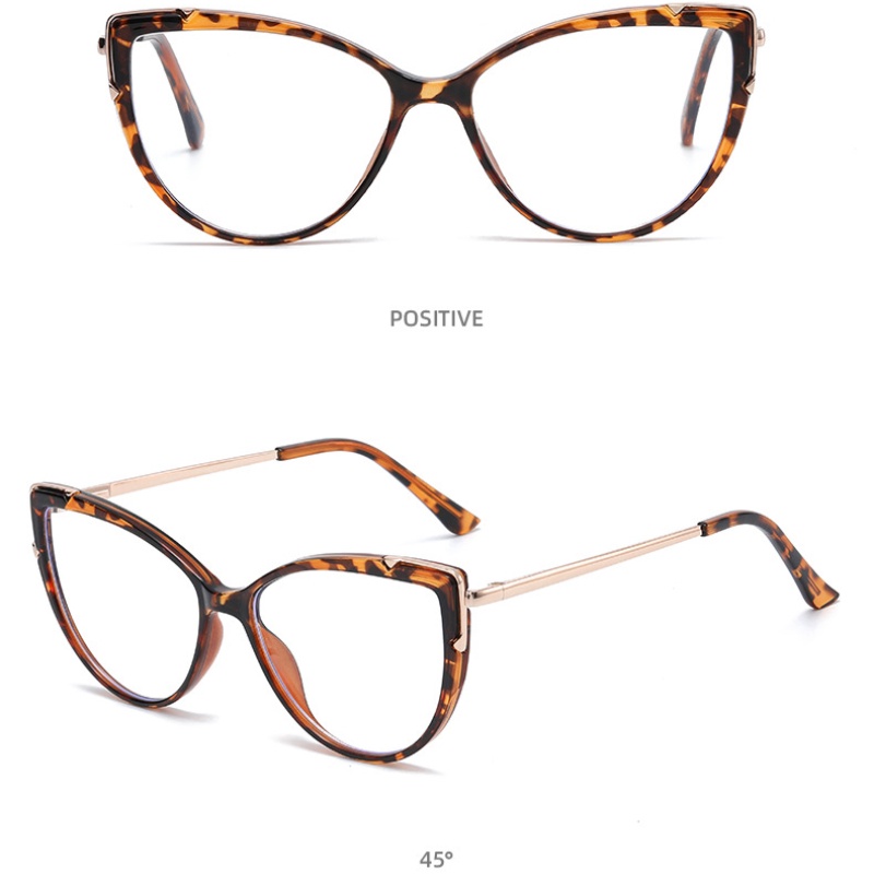 Kính Mát Gọng Mắt Mèo TR90 HD Chống Ánh Sáng Xanh Họa Tiết Da Báo Thời Trang Phương Tây Cho Nữ