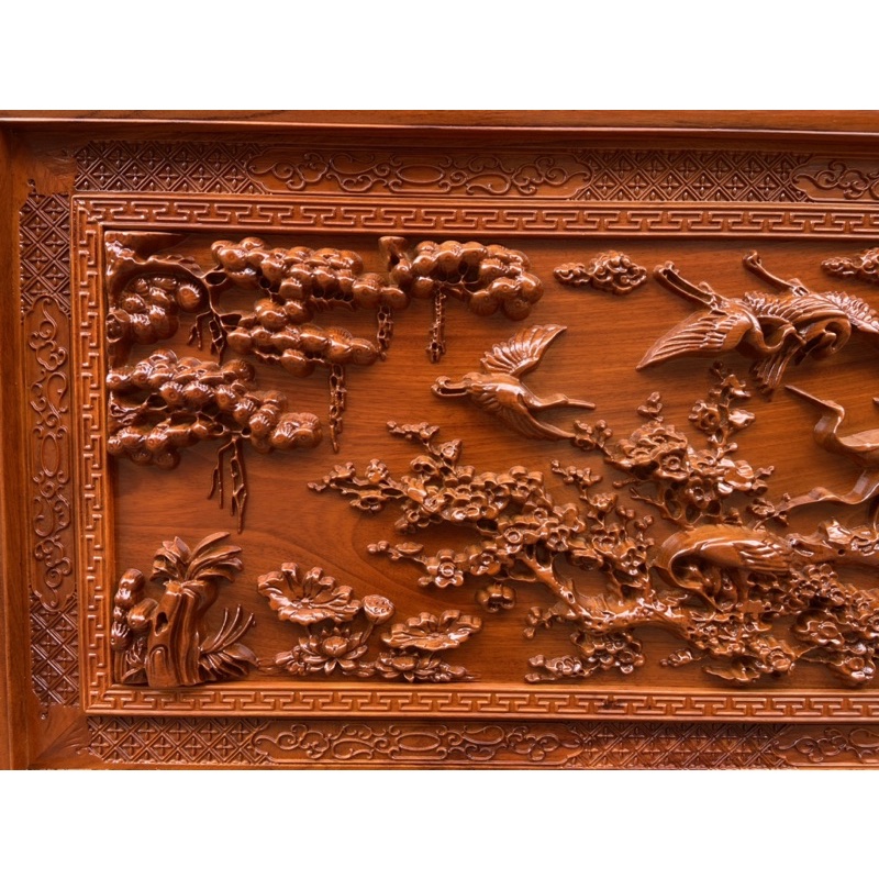 Tranh gỗ Tùng Hạc cao cấp