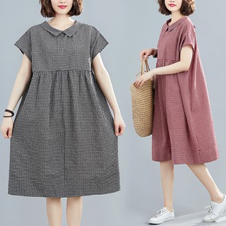 B108 đầm big size freesize kiểu dáng babydoll tay ngắn cổ bẻ thanh lịch trẻ trung