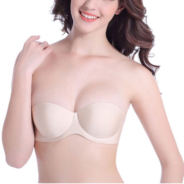 Áo ngực không dây Nâng Ngực _ Áo lót su cup Ngang không gọng kèm dây trong Mặc hở lưng 218
