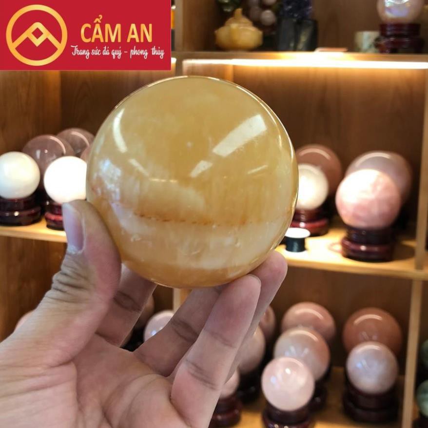 [XẢ KHO ] Quả Cầu Phong Thủy Ngoc Hoàng Long Mạng Thổ - Kim, Đường Kính Khoảng 8cm - Cẩm An