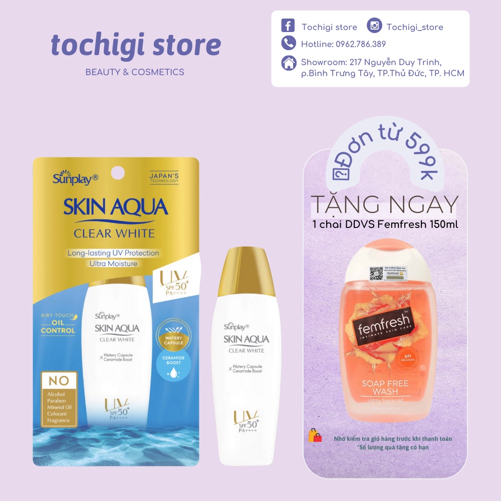 Sữa chống nắng hằng ngày dưỡng trắng cho da dầu Sunplay Skin Aqua Clear White SPF 50+ PA++++