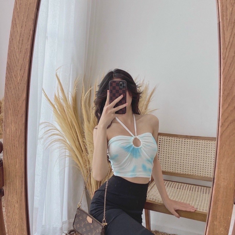 🌺🌺 Áo croptop khoen loang màu buộc dây sau lưng🌺🌺🌺🌺