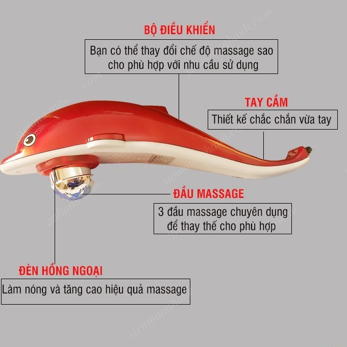 Máy massage đấm lưng cá heo cầm tay Dolphin