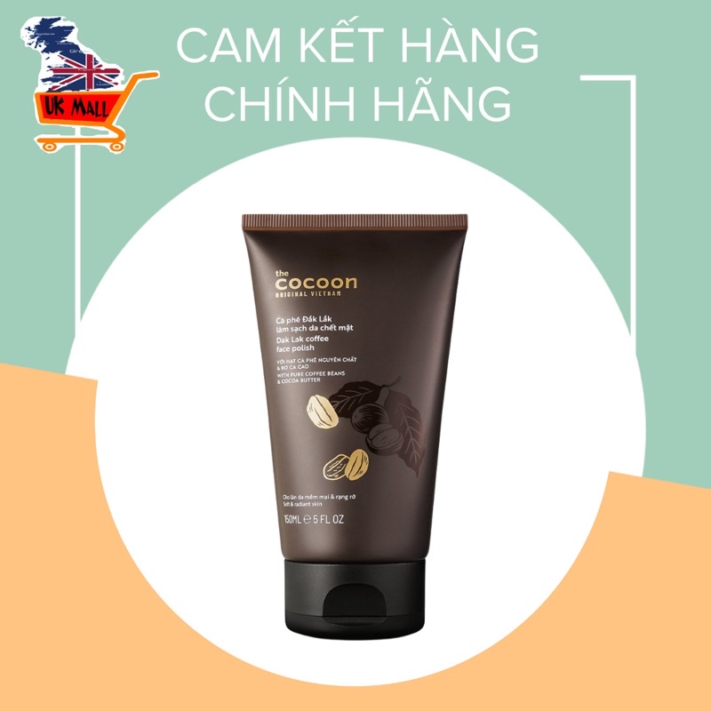 Tẩy da chết mặt cà phê Đắk Lắk Cocon làm sáng da, cho làn da mềm mại &amp; rạng rỡ 150ml - UKMALL