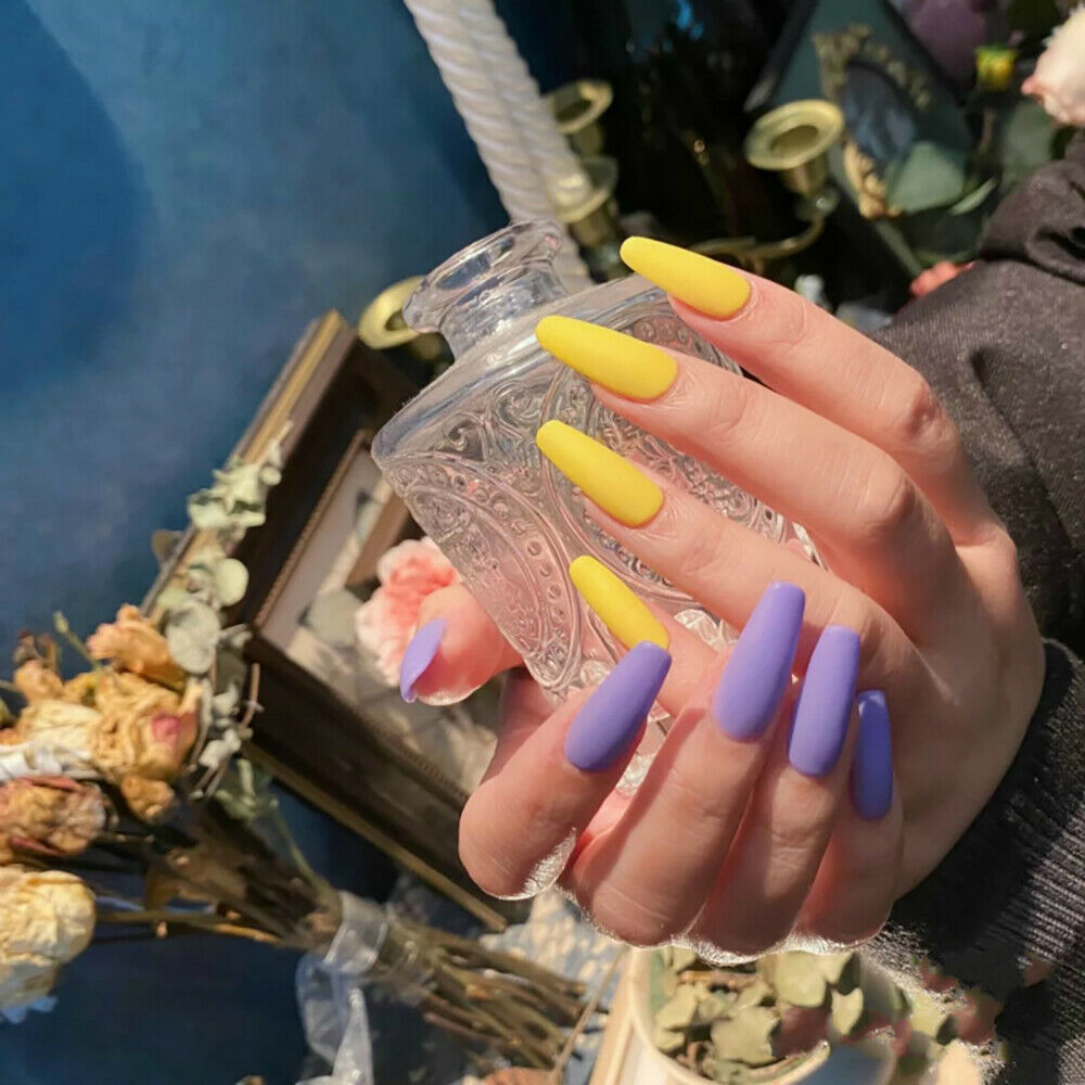 [Hàng mới về] Bộ 100 móng tay giả bằng acrylic nhiều màu sắc sành điệu cho nữ