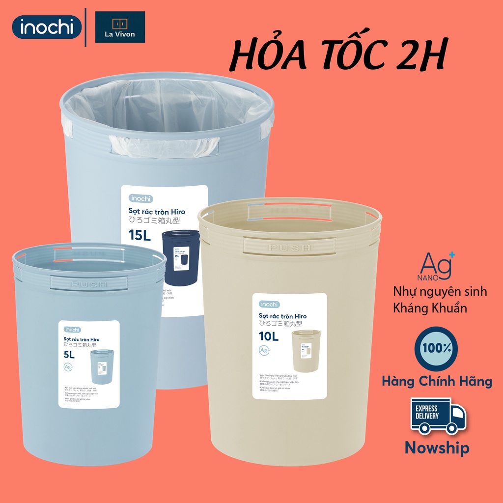 Sọt rác đa năng 5L, 10L, 15L inochi, kháng khuẩn, hạn chế mùi hôi. GIAO MÀU NGẪU NHIÊN