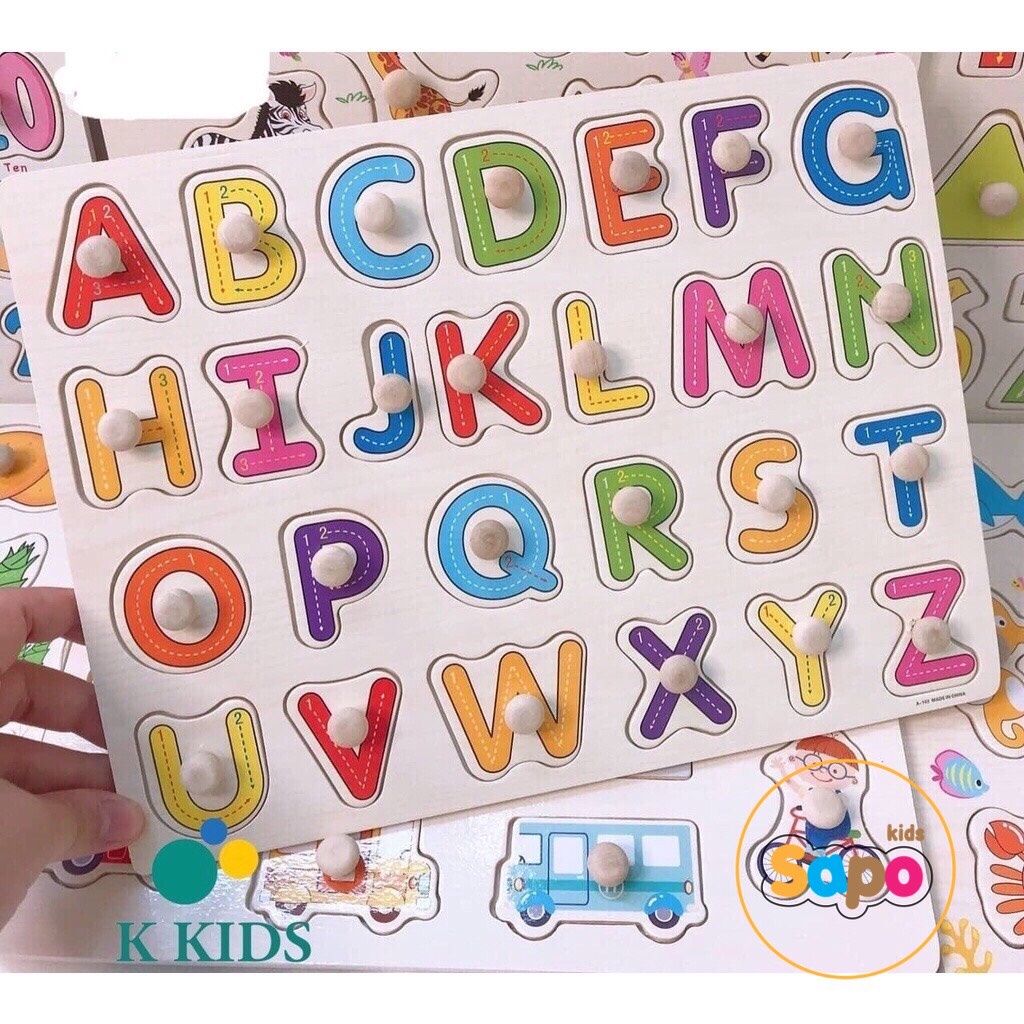 Đồ Chơi Bảng Ghép Hình Núm Gỗ, Đồ Chơi Ghép Hình Hàng Đẹp Loại Bảng To Sapo Kids