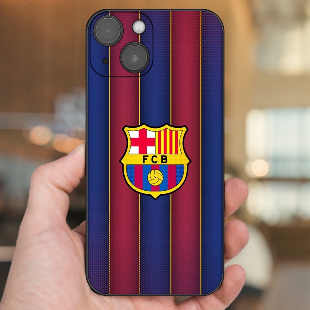 Ốp lưng iPhone 13 dẻo đen cạnh vuông in hình Barcelona Barca