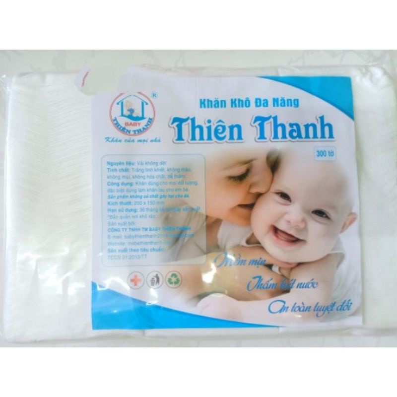 300 tờ Khăn khô đa năng siêu mềm túi zip THIÊN THANH