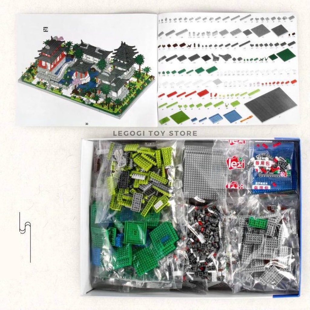 Đồ chơi xếp hình Legogi VƯỜN TÔ CHÂU gạch nhỏ NANOBLOCK mô hình vườn ngự uyển trang trí quà tặng sinh nhật