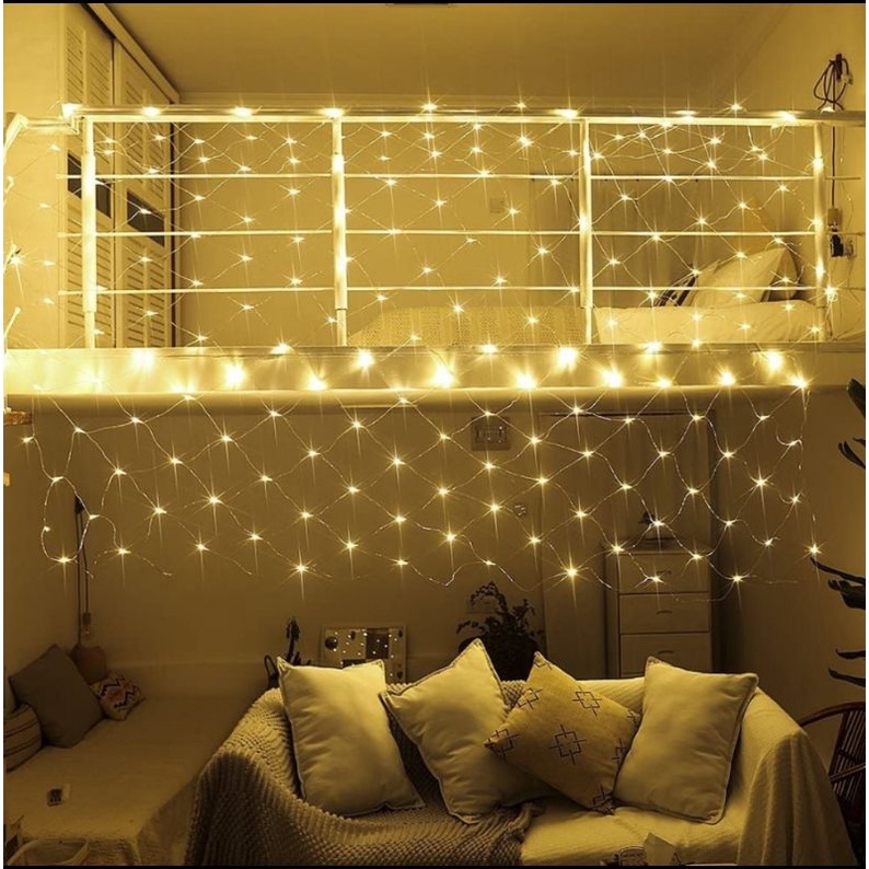 Dây đèn led trang trí chống thấm ngoài trời 1,5m×1,5m hình lưới cá siêu xinh