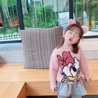 Áo len lông hồng in hình dễ thương cho bé