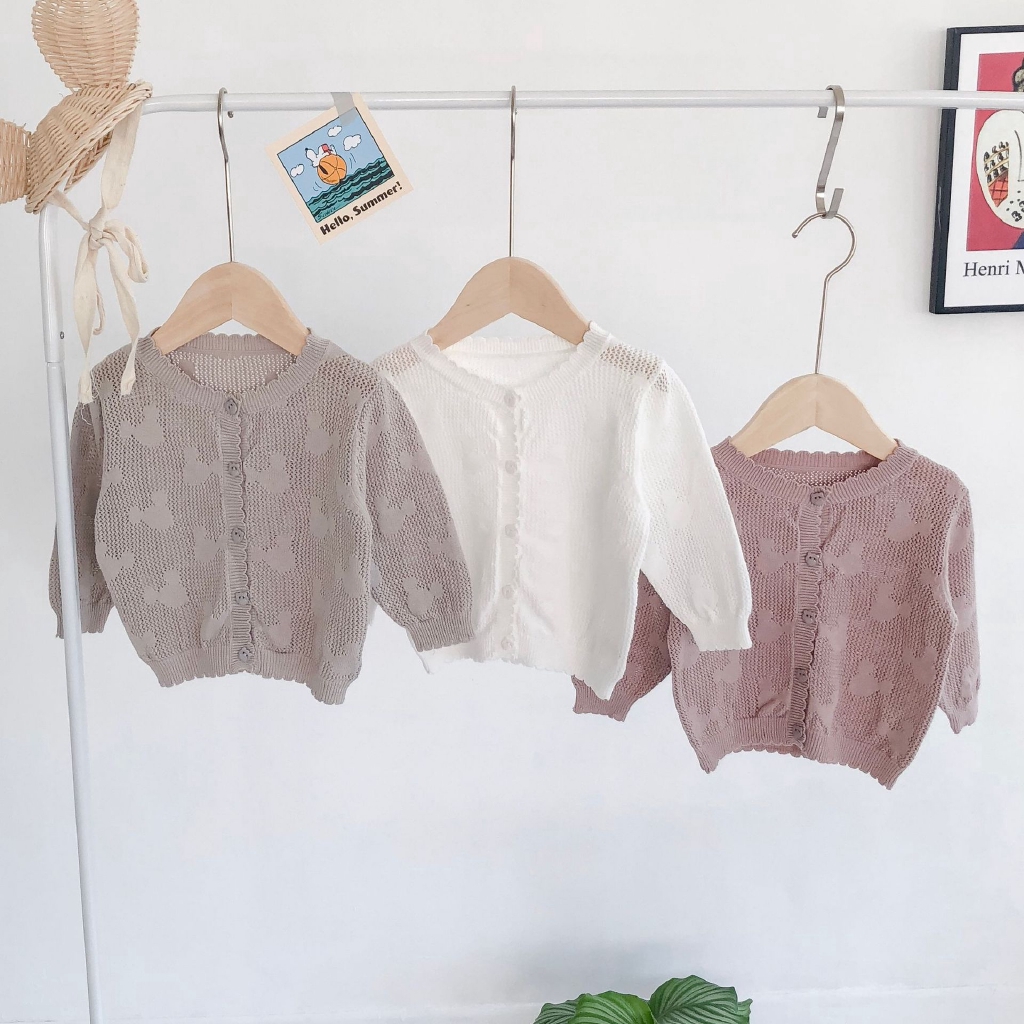 Áo Khoác Cardigan Dệt Kim Thời Trang Mùa Hè Cho Bé Gái