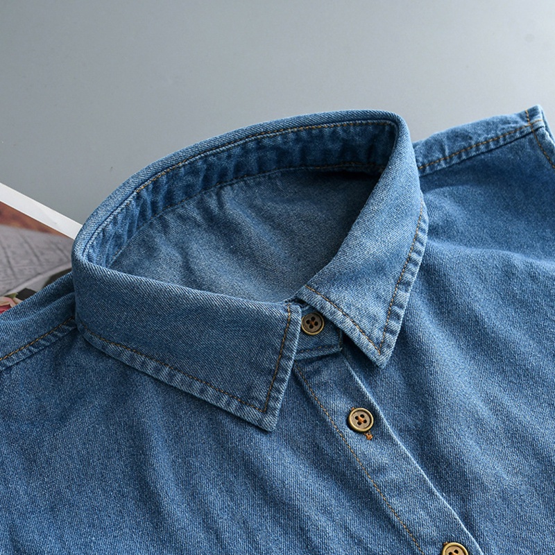 Cổ Áo Denim Giả Jean Cài Nút Có Thể Tháo Rời Thời Trang Thu Đông Vintage Cho Nữ