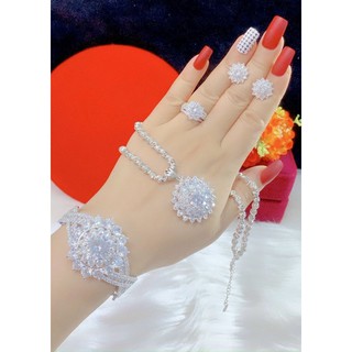 set bộ trang sức màu bạch kim cao cấp mẫu mới cực đẹp cực sang