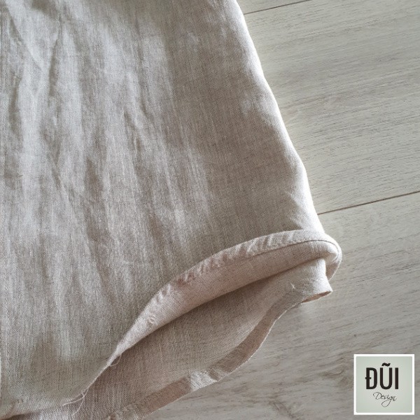 Áo sơ mi đũi nam cổ trụ chui đầu be M13