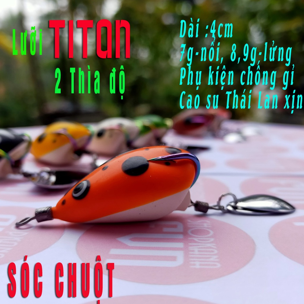 Nhái hơi Chuột Sóc lưỡi Titan 2 thìa độ, 7 màu, cao su Thái Lan xịn