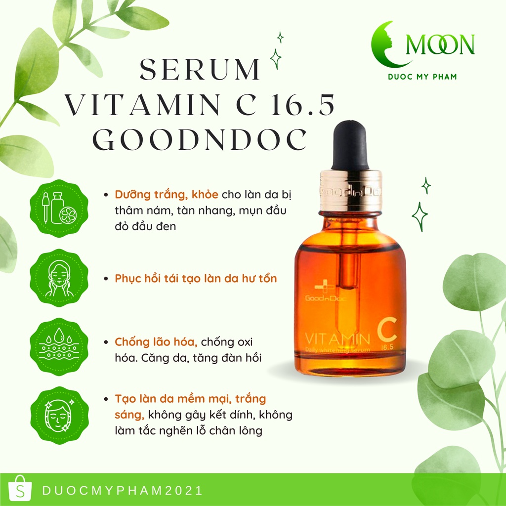 SERUM VITAMIN C MỜ THÂM NÁM TRẮNG DA GOODNDOC VITAMIN C 16.5 DAILY WHITENING SERUM 30ml