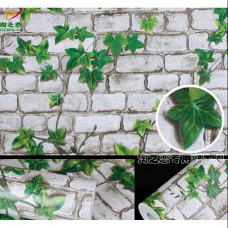 12m giấy dán tường dây leo gach trắng