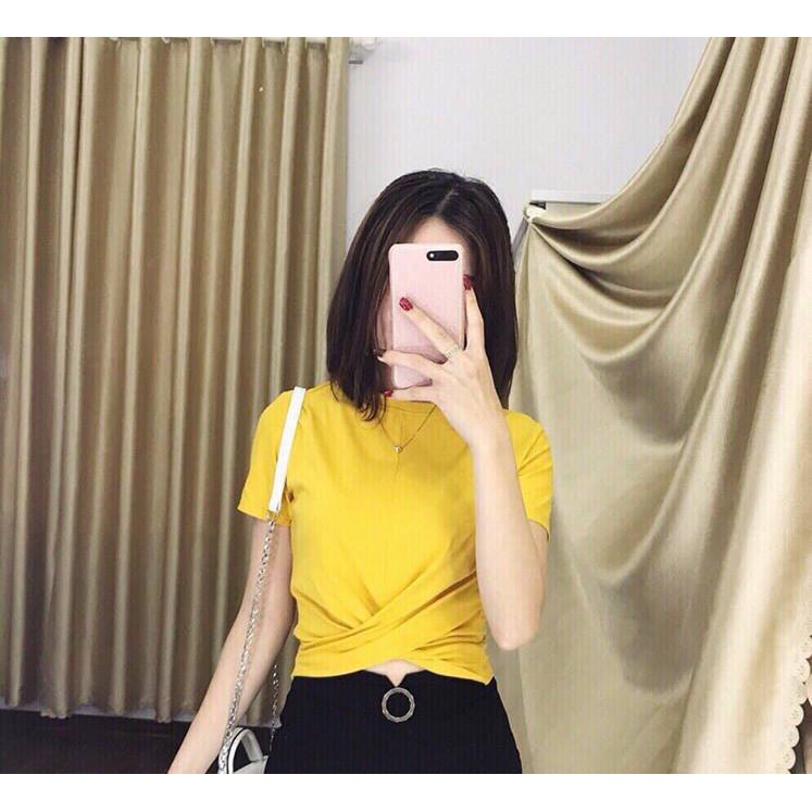 Áo Croptop Xoắn Eo Thun Tăm