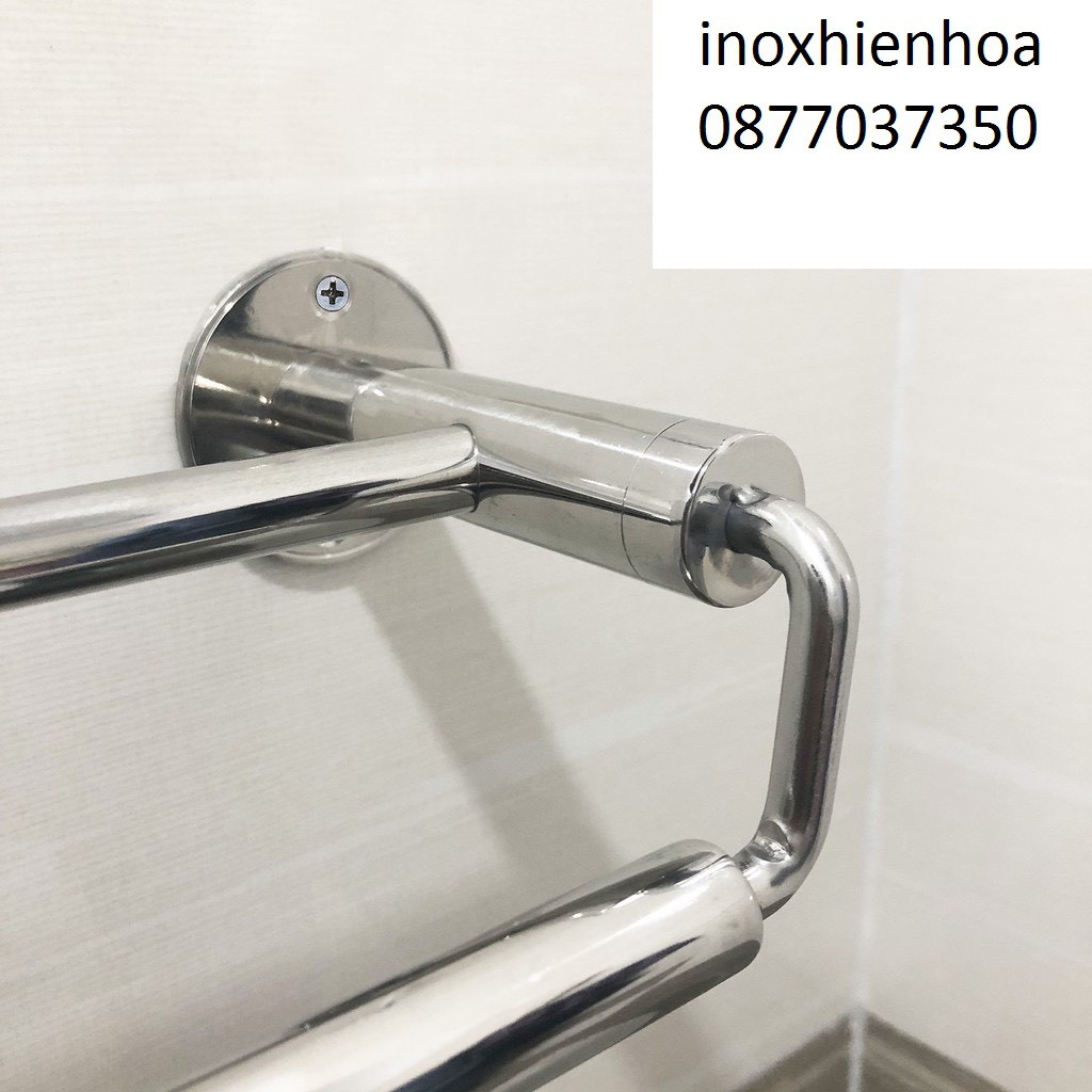 Giá treo khăn nhà tắm inox 304 không gỉ cao cấp, giá vắt khăn tắm đôi