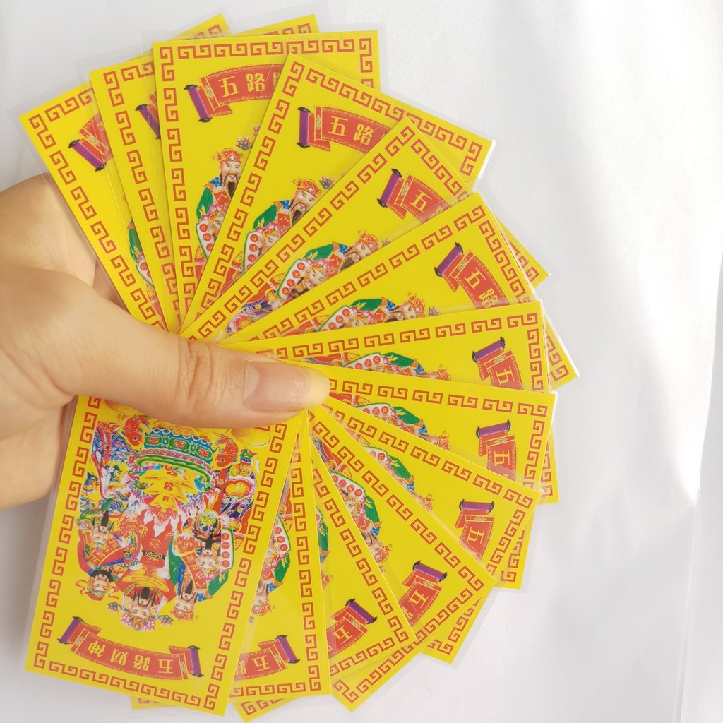Ngũ Lộ Thần Tài phù bản ép plastic siêu bền, mỏng - để ốp điện thoại, ví tiền - Khai cung Tài, Mở cung Lộc | BigBuy360 - bigbuy360.vn