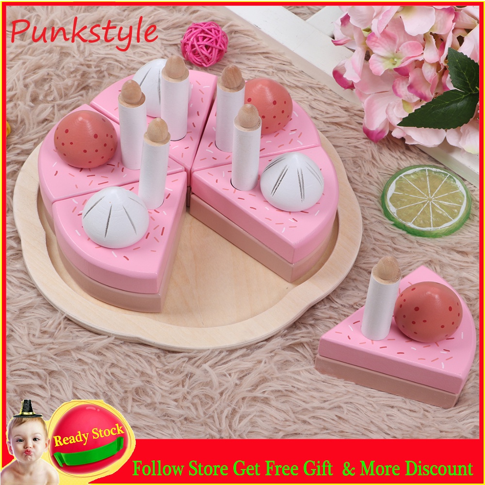🎀Hàng Sẵn🎀Punkstyle Bánh Kem Đồ Chơi Bằng Gỗ Cho Bé Bộ đồ chơi cắt bánh sinh nhật cho bé Đồ chơi cắt bánh kem sinh nhật, bánh gato dành cho bé thích chơi nấu ăn nhà bếp cắt thái trái cây