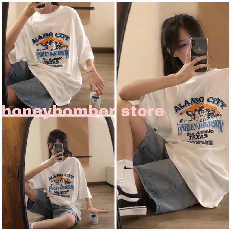 Set Đồ Bộ ALAMOCITY Quần Jean Ngố 🌸Áo thun nữ form rộng quần jean ống rộng Ulzzang🌸
