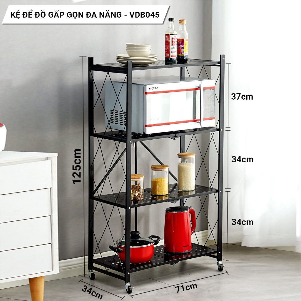 Kệ Để Đồ Đa Năng Kệ Gấp Gọn VANDO 3/4/5 tầng cho nhà bếp, phòng ăn, phòng tắm