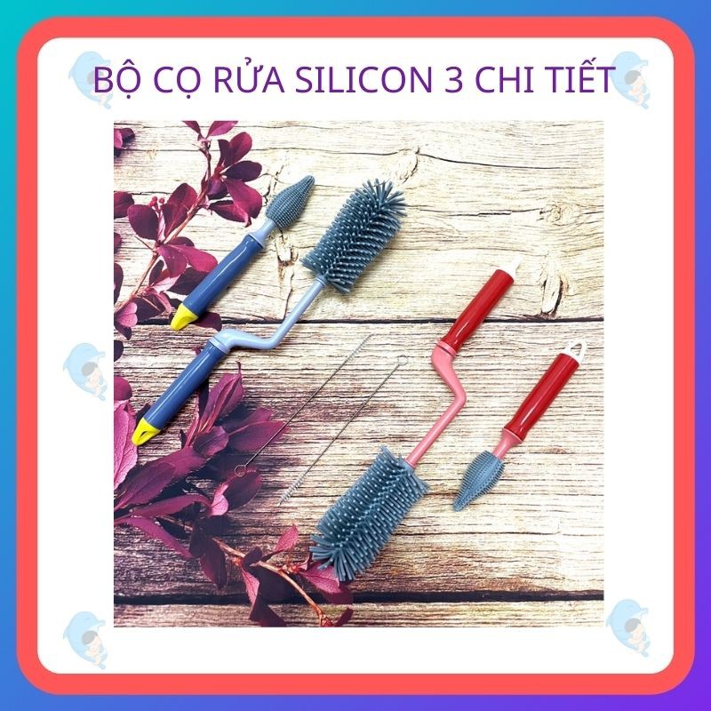Bộ Cọ Rửa Bình Sữa Silicon Cao Cấp An Toàn 3 Chi Tiết Giúp Làm Sạch Và Loại Bỏ Vi Khuẩn
