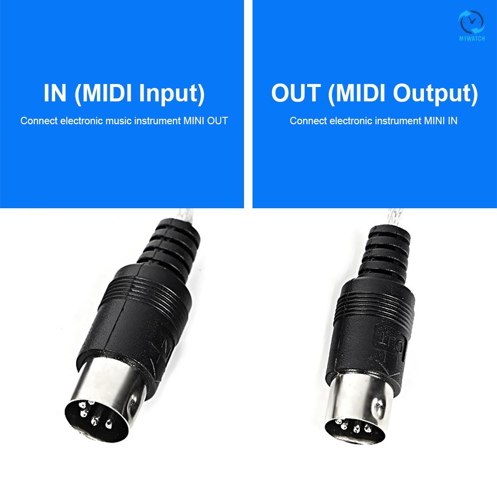 M USB MIDI Cable 5PIN MID Cable Driver-free Support Windows XP and Windows 7