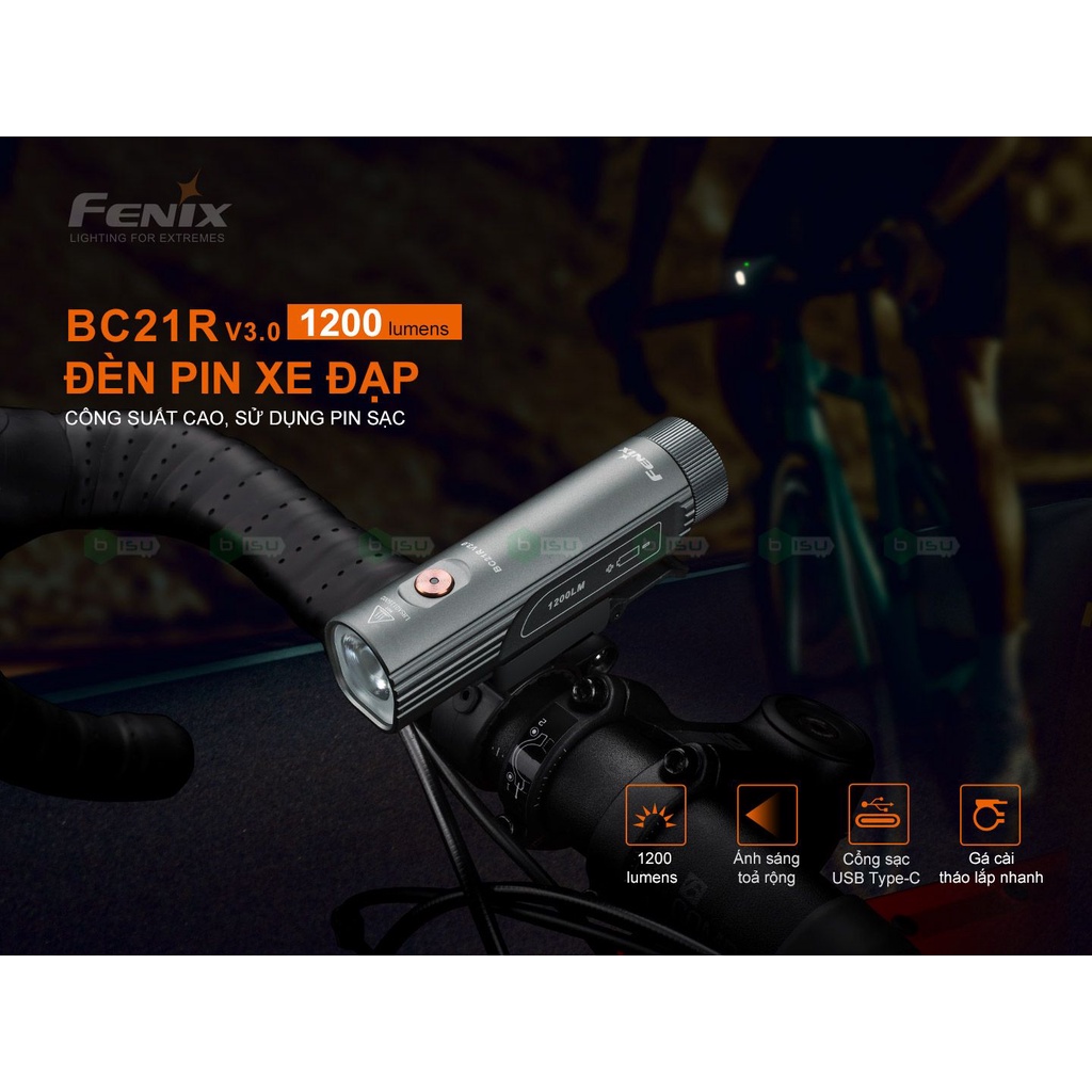ĐẠI LÝ ĐỘC QUYỀN FENIX - Đèn pin xe đạp FENIX - BC21R V3.0 - 1200 LUMENS