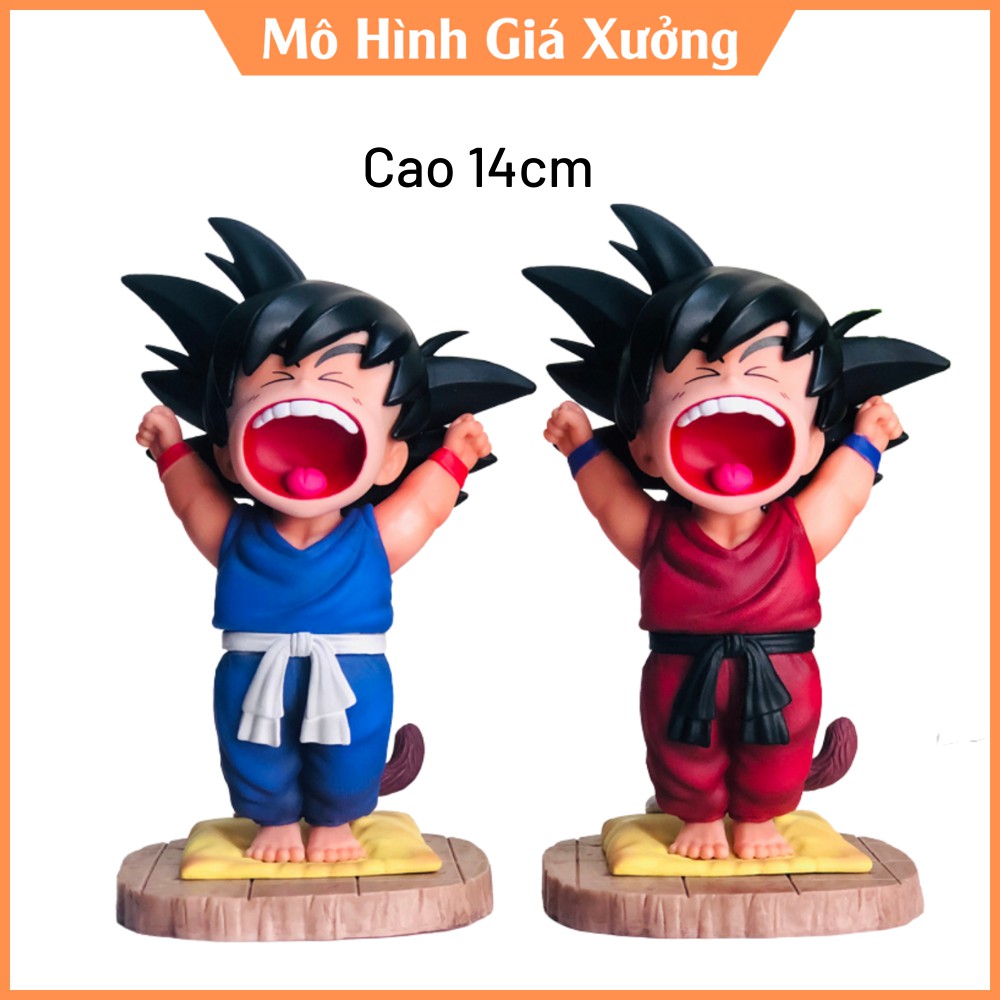 Siêu dễ thương Mô Hình Son Goku Ngáp Ngủ ( 2 màu áo ) - Cao 14cm - Tượng Figure Songoku Dragonball