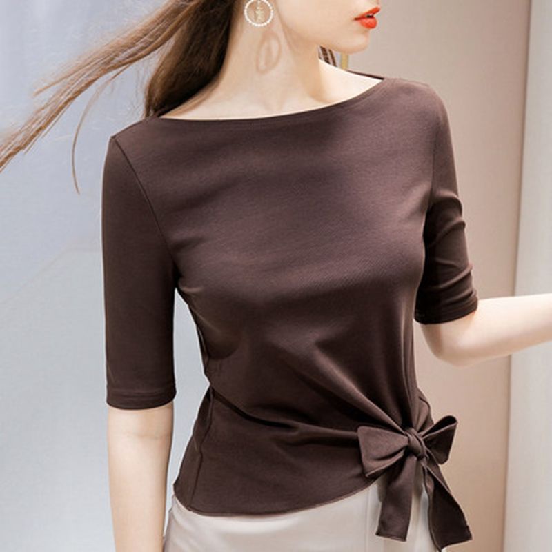 Áo Thun Cotton Tay Lửng Phối Dây Cột Thời Trang Mùa Xuân 2022 One