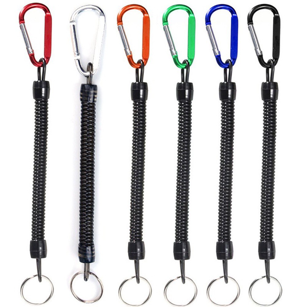 Set 1 / 2 Dây Lò Xo Co Giãn Di Động Chống Thất Lạc Bằng Nhựa Chất Lượng Cao Có Móc Khóa Cho Hoạt Động Ngoài Trời