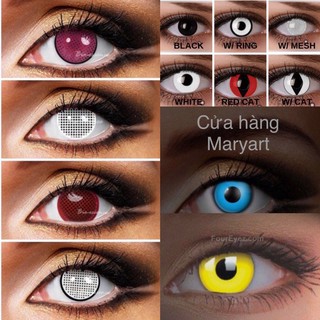CONTACT LENS COSPLAY - Lens Lưới Trắng / Đỏ / Hồng / Xanh lá/ Xanh Dương - kính áp tròng màu - Lén halloween