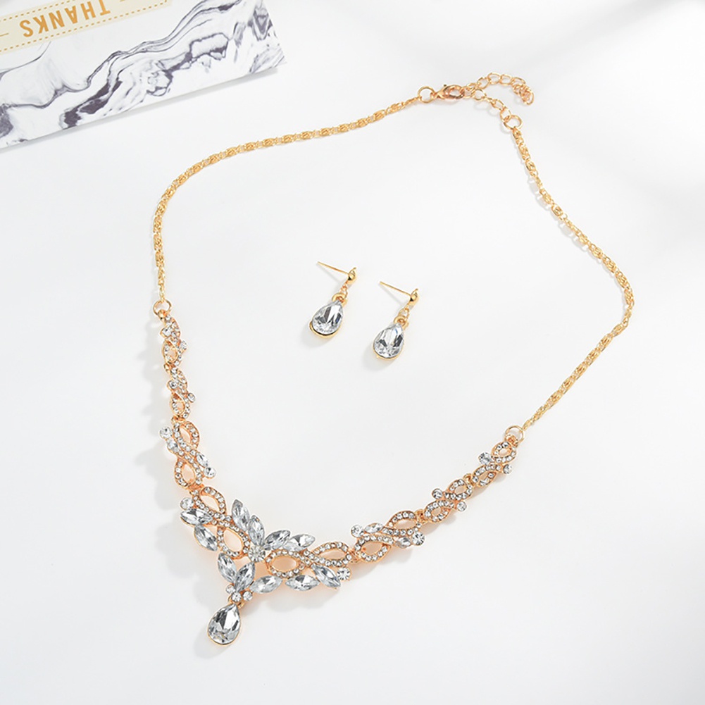 Bộ dây chuyền và đôi bông tai đính đá thời trang cho nữ